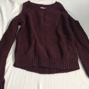 Hollister Maroon Cold Shoulder Sweater